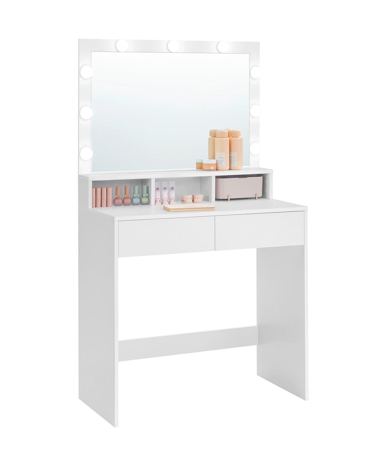 Toaletní stolek š. 80 cm, bílý - bílá, Trend, kompozitní dřevo/sklo (80/40/140cm) - Boxxx