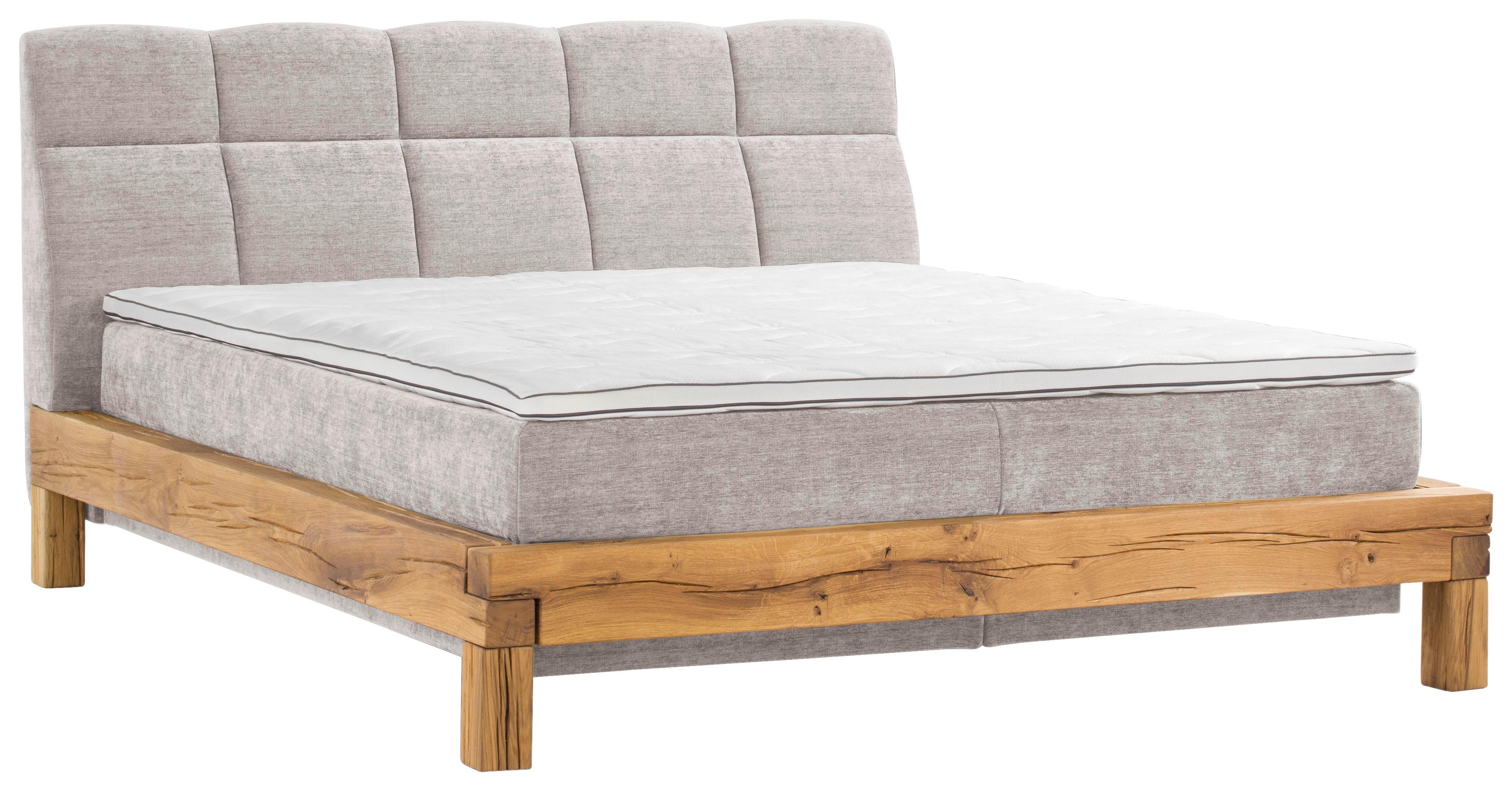 Boxspringbett Bed Bull Mit Topper 160x200 Cm - Beige/Buchefarben, Natur, Textil (160/200cm) - Livetastic