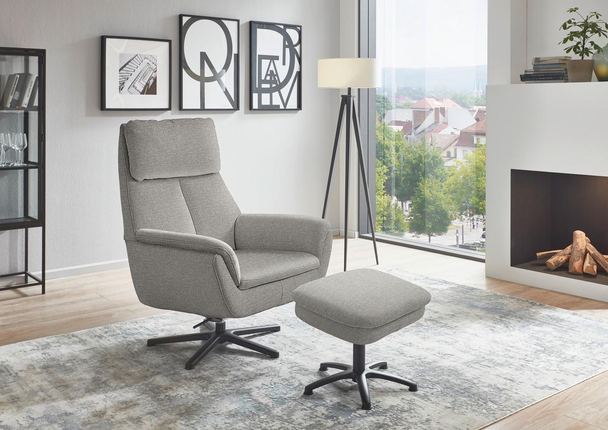 Kreslo NIELS, strieborná, funkcia hojdania - čierna/strieborná, Design, kov/textil (79/108/89cm)