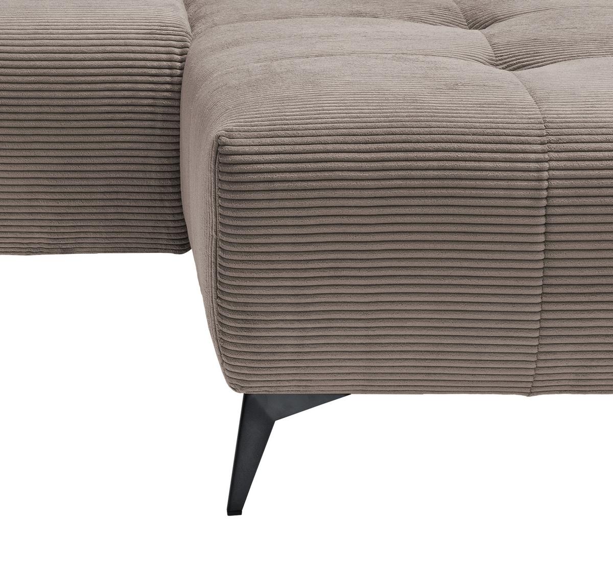Ecksofa mit USB Anschluss Sano, Graubraun, S: 258x180 cm - Graubraun/Schwarz, MODERN, Textil (258/180cm) - Livetastic