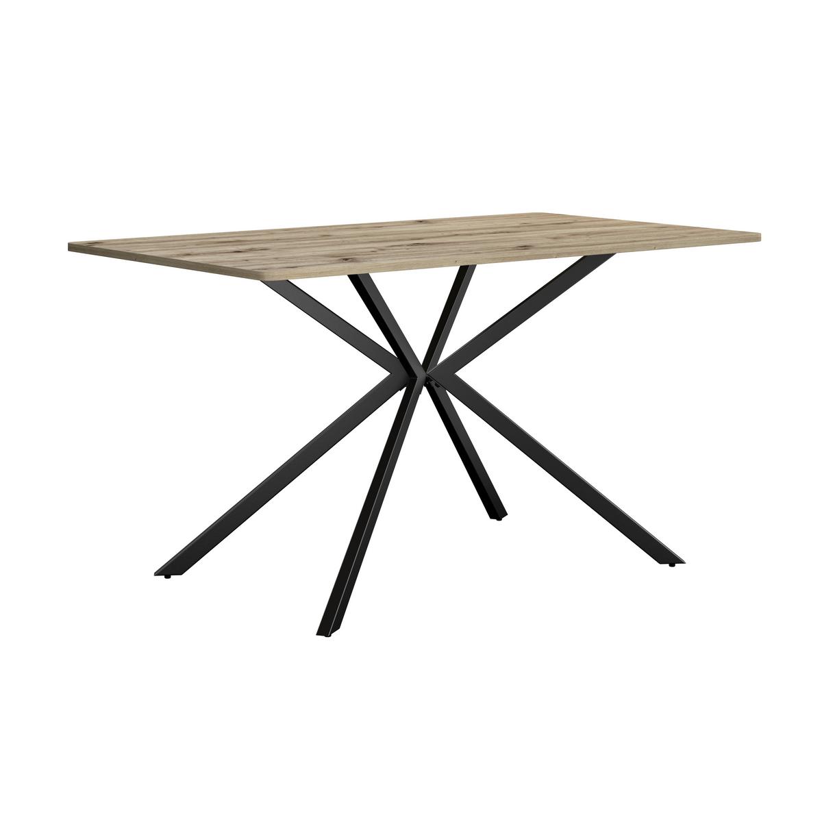 Étkezőasztal Nils 140 - tölgyfa színű/fekete, Trend, faalapú anyag/fém (140/80/76cm)