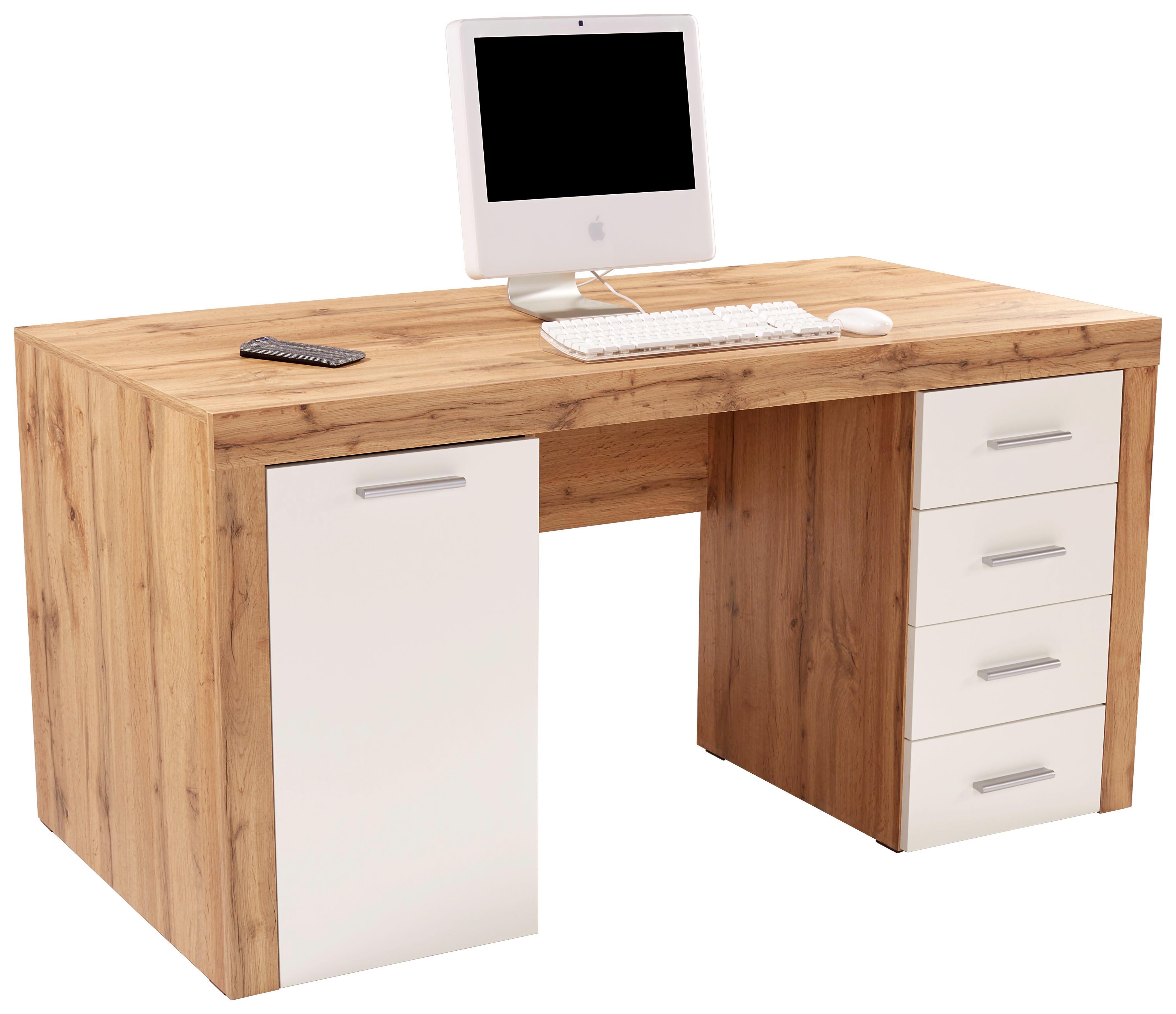 Schreibtisch Cubus - Eichefarben/Weiß, MODERN, Holzwerkstoff (160/75/70cm)