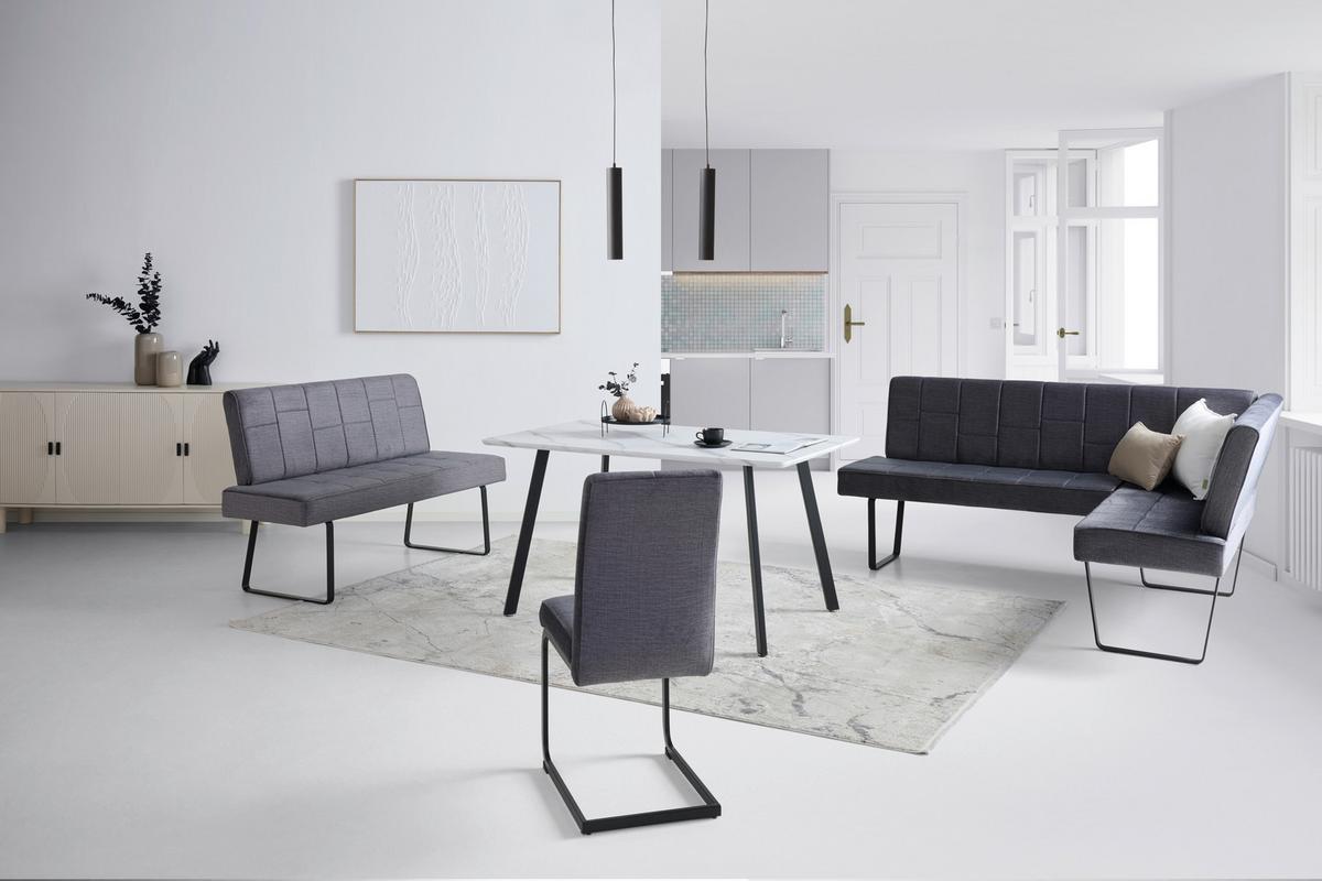 Eckbank Tilos Samt Dunkelgrau, S: 190x150 Cm - Dunkelgrau, KONVENTIONELL, Textil/Metall (190/150cm) - MID.YOU