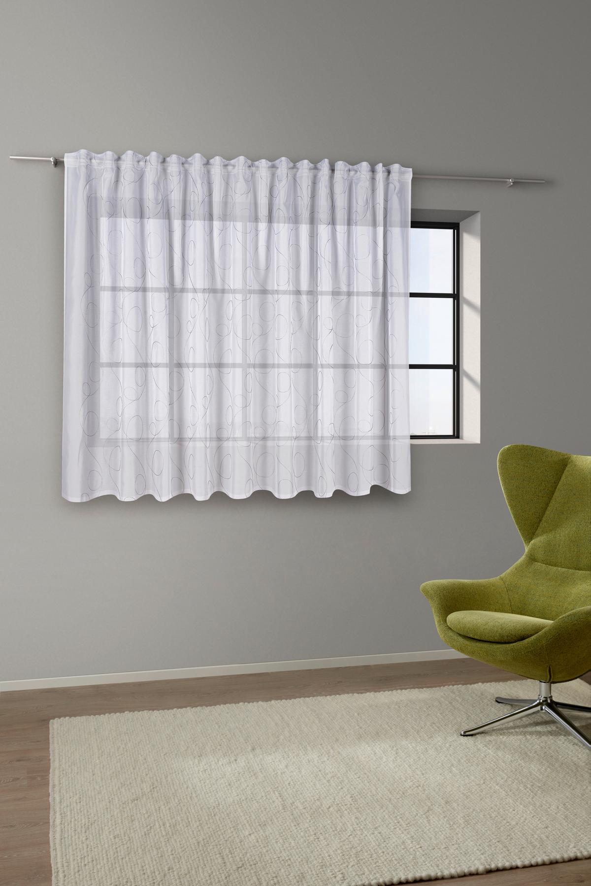 Kusová záclona Marion Store 1, 300/145cm - biela/antracitová, Modern, textil (300/145cm) - Modern Living