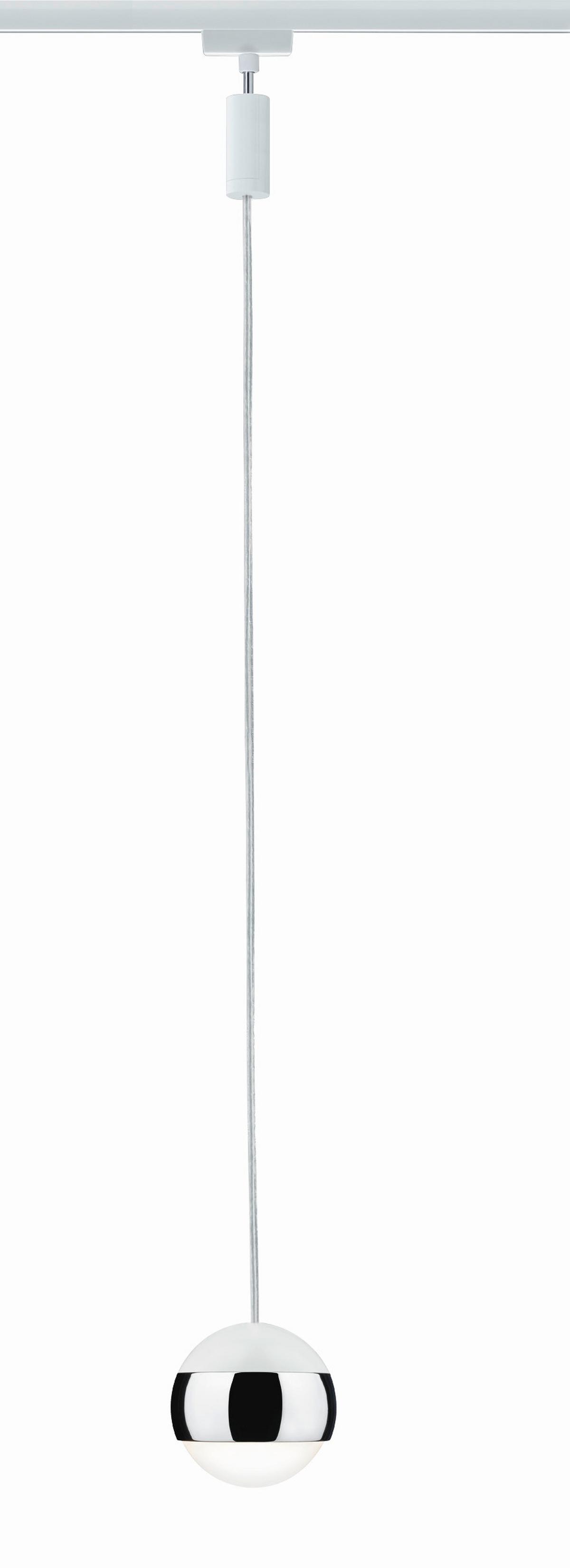 Schienensystem Urail Hängeleuchte 95458 Kugelform - Chromfarben/Weiß, Design, Metall (8,7/130cm) - Paulmann