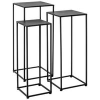 Blumentisch 3er-Set Metall Schwarz Cardiff - MODERN, Metall