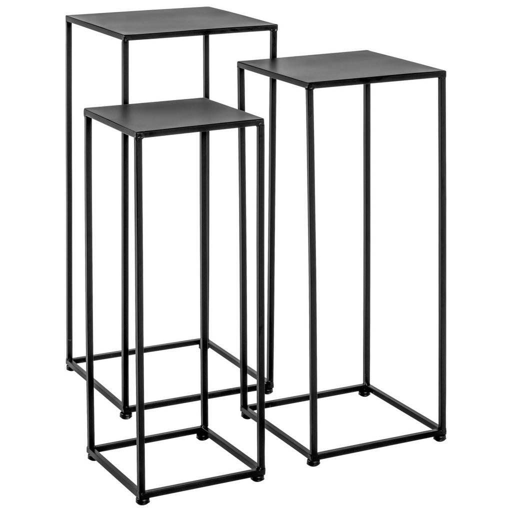 Blumentisch 3er-Set Metall Schwarz Cardiff