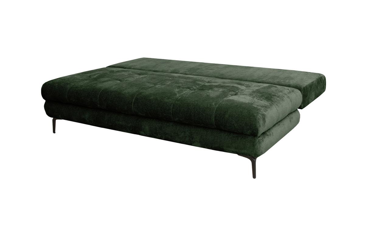 Rozkládací pohovka PERLA, tmavě zelený velur - černá/tmavě zelená, Konvenční, kov/textil (203/94/96cm)