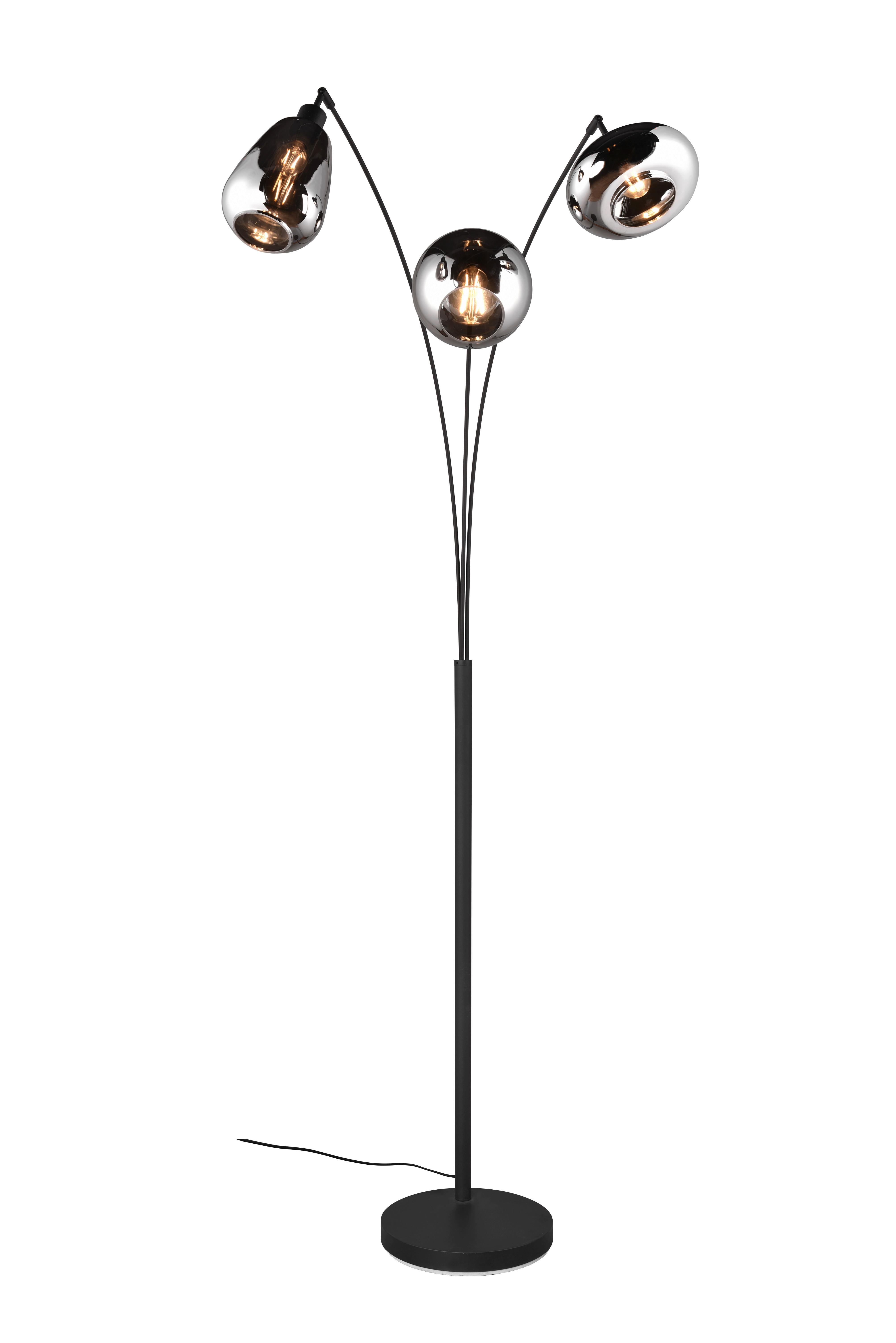 Stehleuchte 417000332 Lumina - Chromfarben/Schwarz, KONVENTIONELL, Glas/Metall (200/30/71cm) - Trio Leuchten
