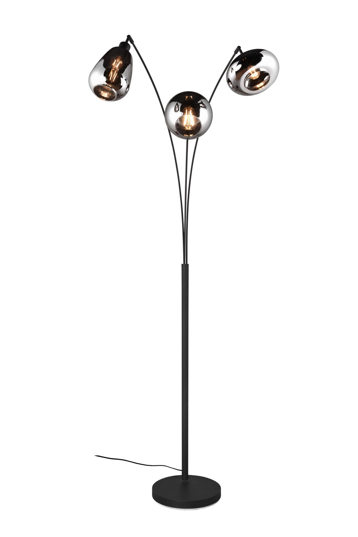 Stehleuchte 417000332 Lumina - Chromfarben/Schwarz, KONVENTIONELL, Glas/Metall (200/30/71cm) - Trio Leuchten