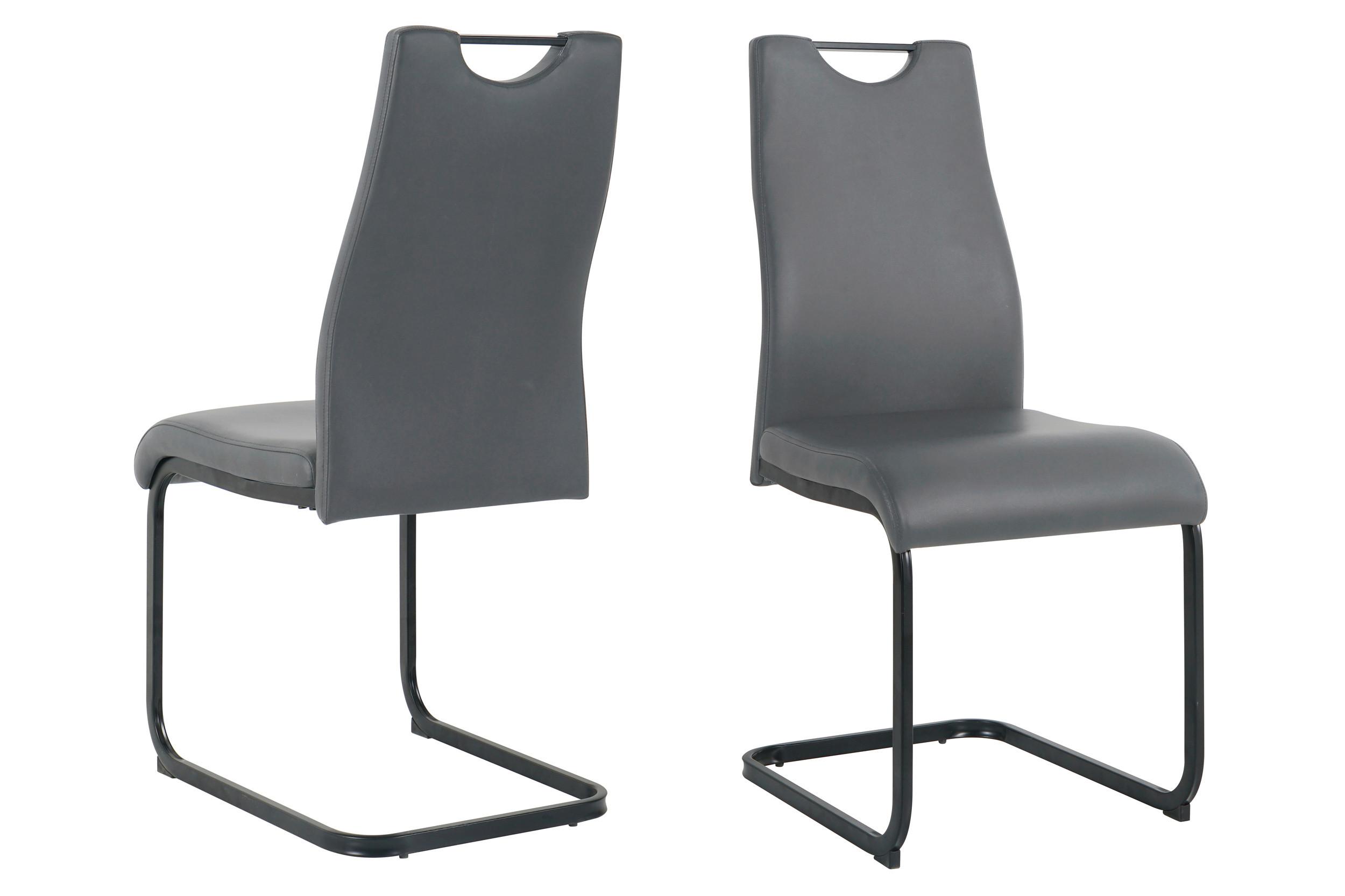 Stuhl-set Lederlook Grau, B: 42cm - Schwarz/Grau, Design, Kunststoff/Textil (42/98/56cm) - Livetastic