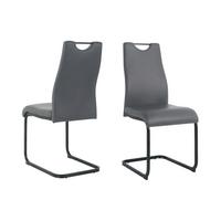 Stuhl-set Lederlook Grau, B: 42cm - Schwarz/Grau, Design, Kunststoff/Textil (42/98/56cm) - Livetastic