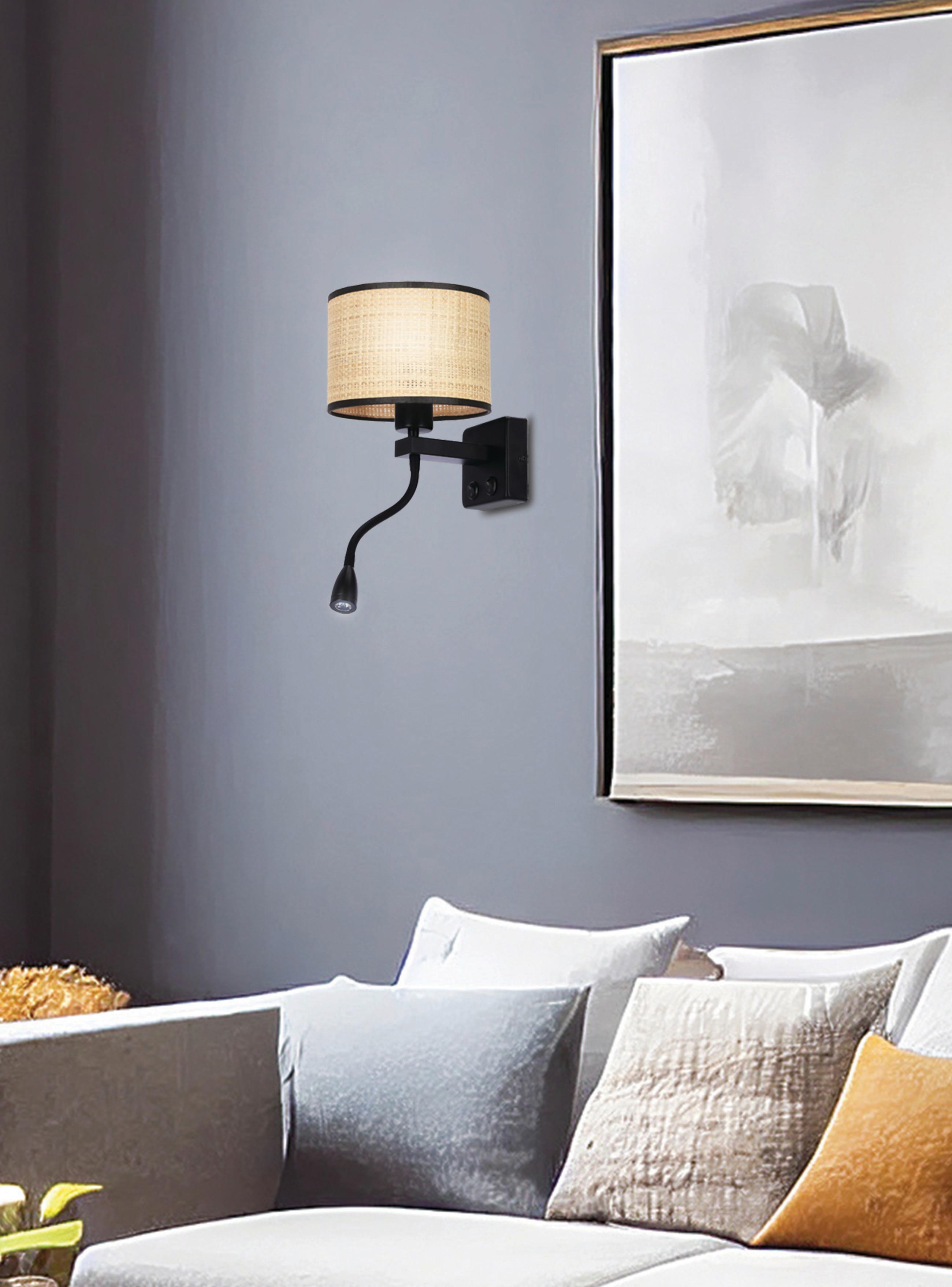 Wandleuchte 21-27641 Polo - Beige/Schwarz, Basics, Kunststoff/Metall (18/22/44cm)