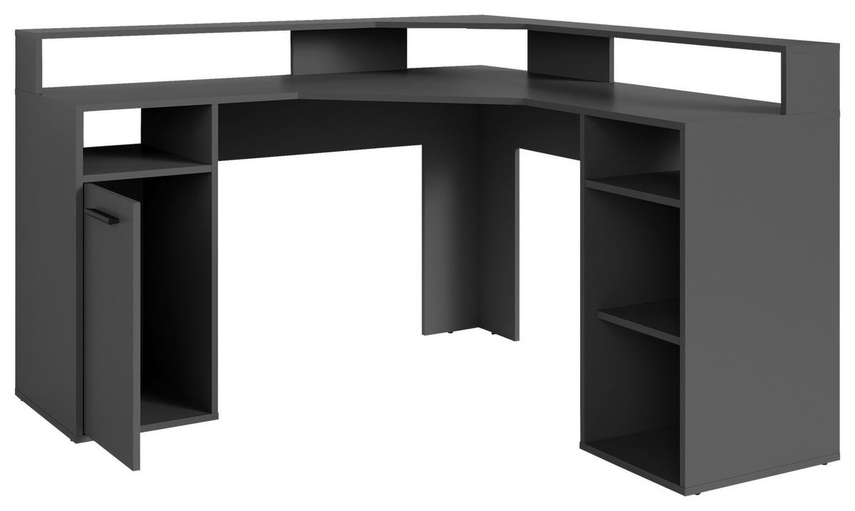 Eckschreibtisch Mit Stauraum B 139 H 90,8 Cm Fox, Anthrazit - Anthrazit, MODERN, Holzwerkstoff (139/139/90,8cm) - MID.YOU