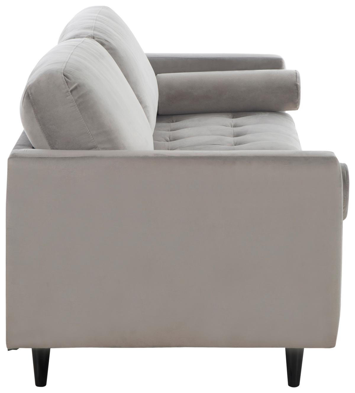 3-Sitzer-Sofa Janina Samt Grau - Schwarz/Grau, MODERN, Textil (211/88/89cm) - P & B