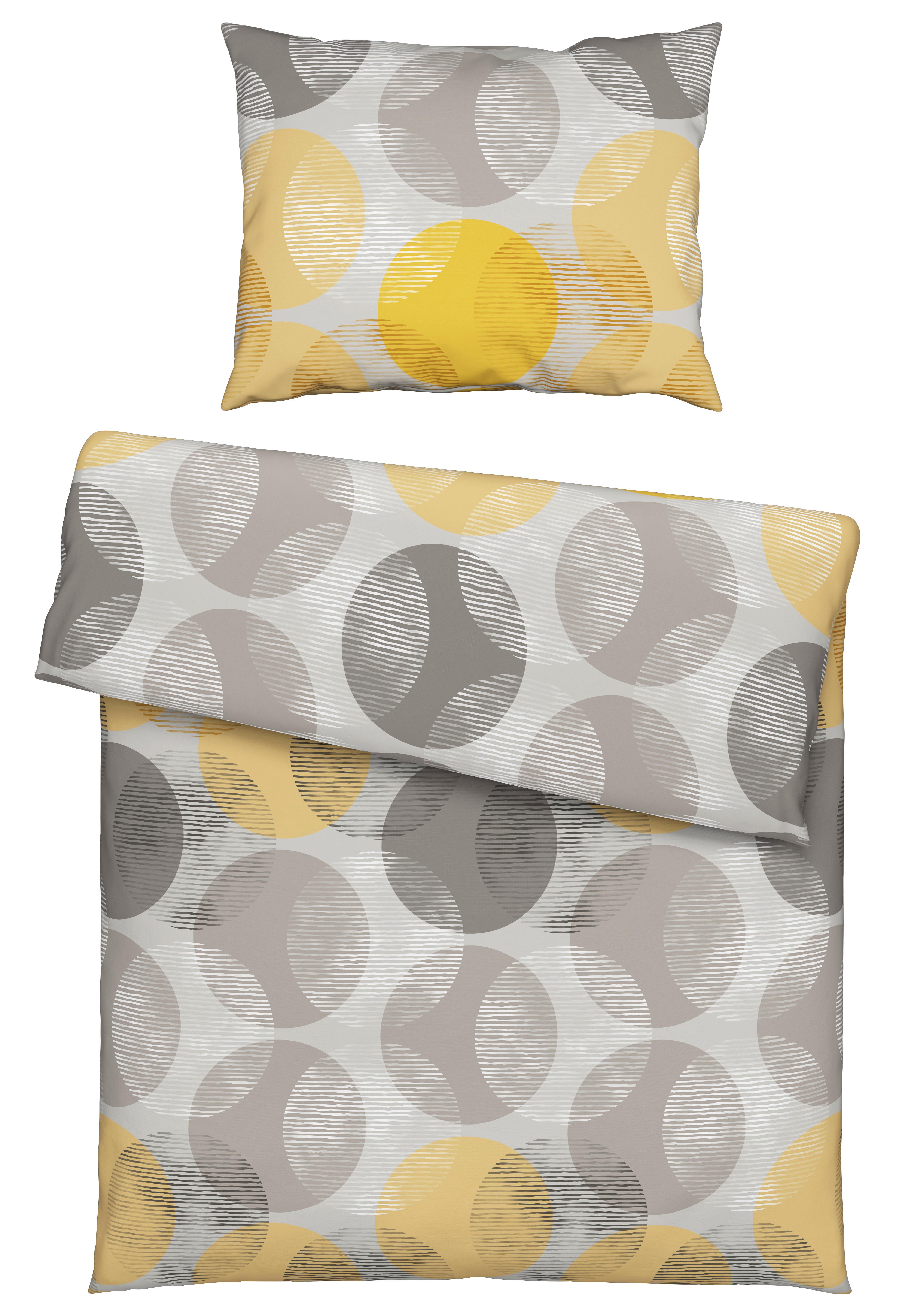 Ágyneműhuzat-garnitúra Saskia - Sárga/Szürke, modern, Textil (140/200cm) - Luca Bessoni
