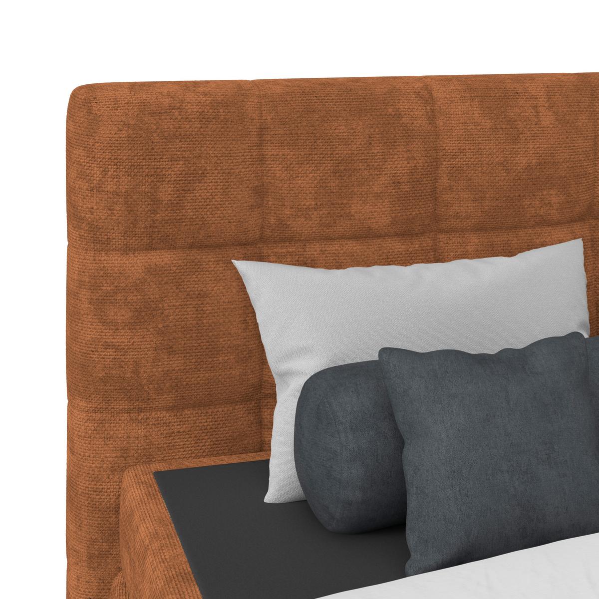 Čalúnená posteľ VEGA 180x200 cm, hrdzavá - čierna/hrdzavá, Trend, drevo/textil (180/200cm)