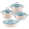 Kochtopfset Avorio 7--teilig. Emaill inkl. Pfanne - Beige, Basics, Glas/Metall (48,5/28,5/24cm) - Riess