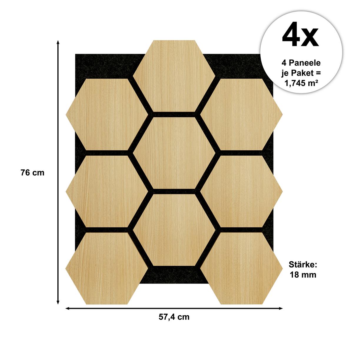 Akustikpaneel Sonido Hexagon - Hellbraun/Eichefarben, KONVENTIONELL, Holzwerkstoff/Kunststoff (76/57.4/1.8cm) - Novel