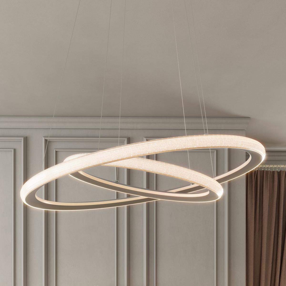 LED-HÄNGELEUCHTE CAPRICE - Champagner, Basics, Kunststoff/Metall (61/120cm) - Luca Bessoni