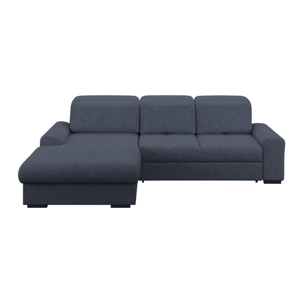 Ecksofa mit Bettfunktion Malaga new Chenille blau - Blau/Schwarz, KONVENTIONELL, Textil (203/286cm) - Ondega