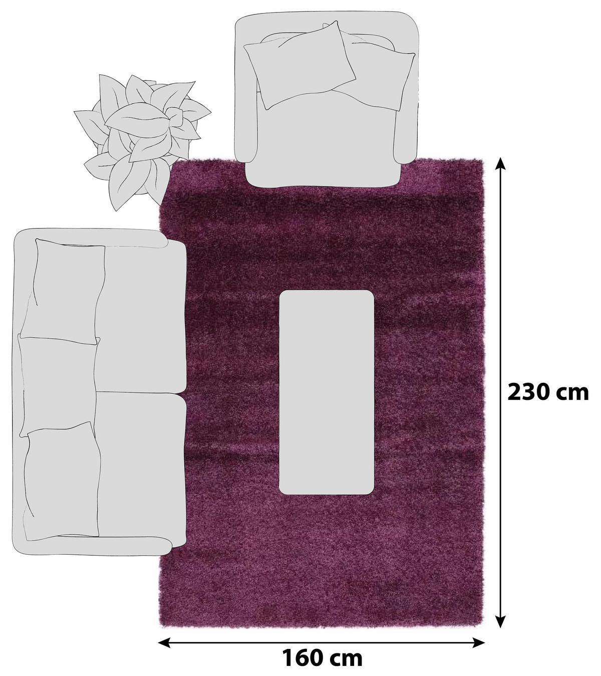 Hochflorteppich Fashion Shaggy Flieder 160x230 cm - Flieder, Basics, Textil (160/230cm) - Novel