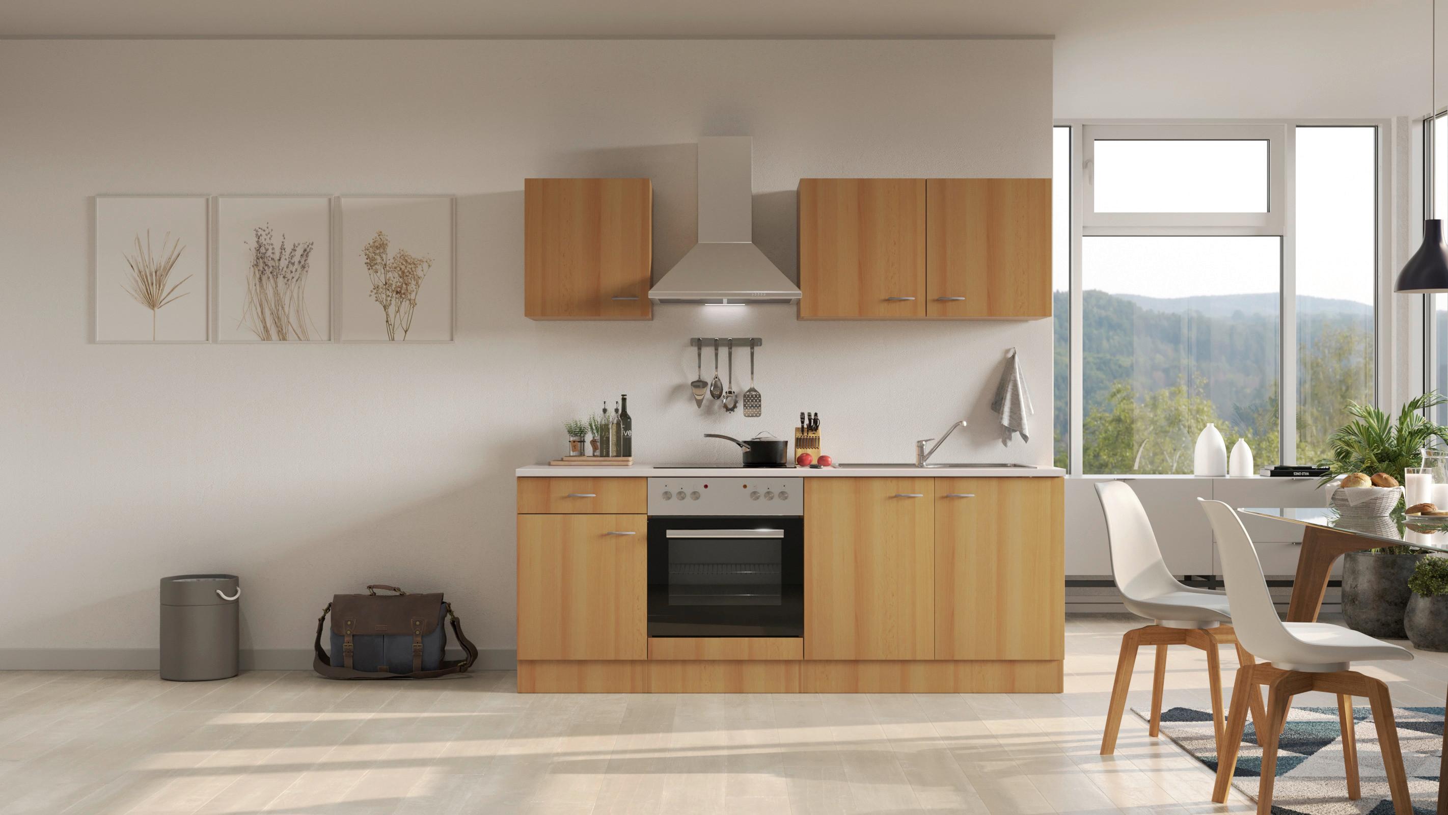 Küchenblock Nano Buchefarben/beige B: 210 Cm - Beige/Buchefarben, MODERN, Holzwerkstoff (210cm) - FlexWell