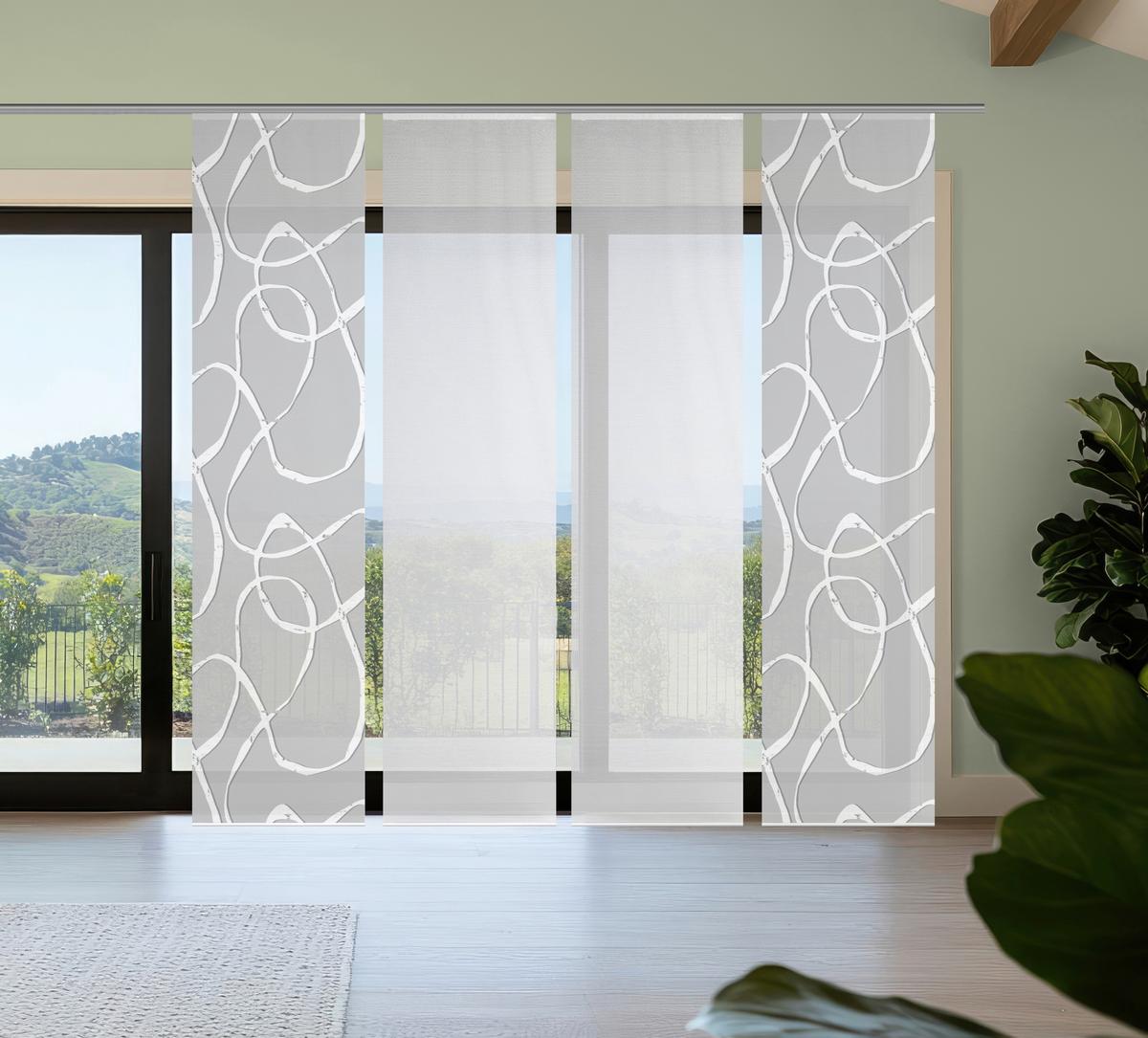 Flächenvorhang Ophelia 4er Set - Hellgrau/Weiß, KONVENTIONELL, Textil (60/260cm)