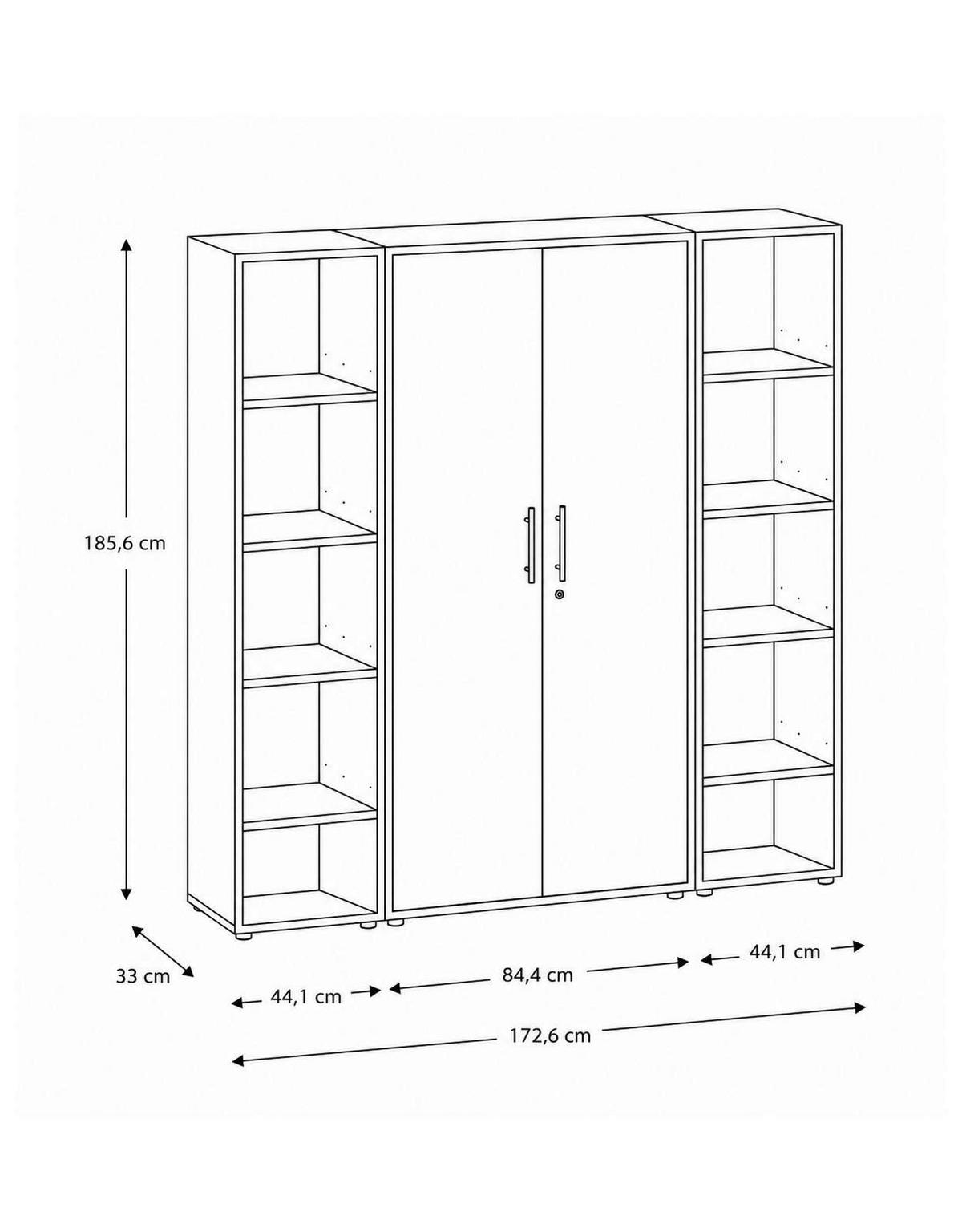 AKTENSCHRANK OFFICE EDITION - SW SET 3 - Anthrazit/Weiß, MODERN, Holzwerkstoff (172,6/185,6/33cm) - MID.YOU