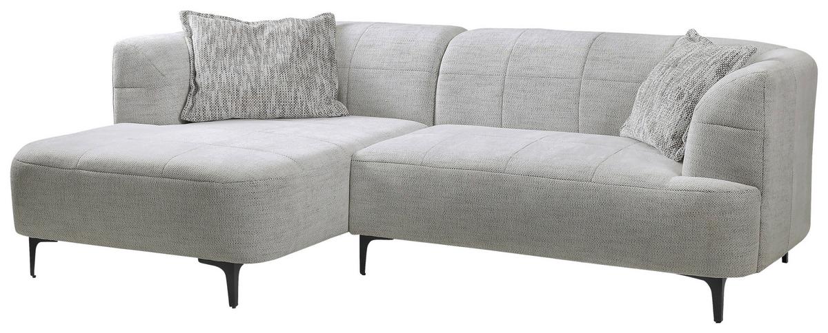 Ecksofa Lou Hellgrau/Schwarz, 158 cm - Hellgrau/Schwarz, Design, Textil (158/247cm) - MID.YOU