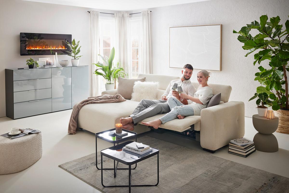 ROHOVÁ SEDAČKA BONDICO 255 - černá/béžová, Moderní, kov/dřevo (170/255cm) - Mömax