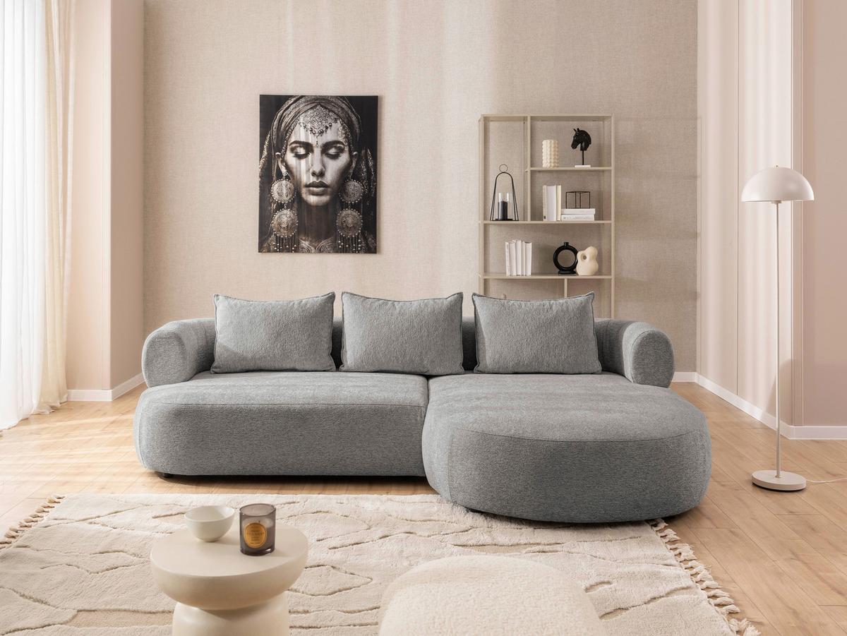 Ecksofa Ferro Grau S: 256x156 cm - Schwarz/Grau, Design, Textil (256/156cm) - Livetastic