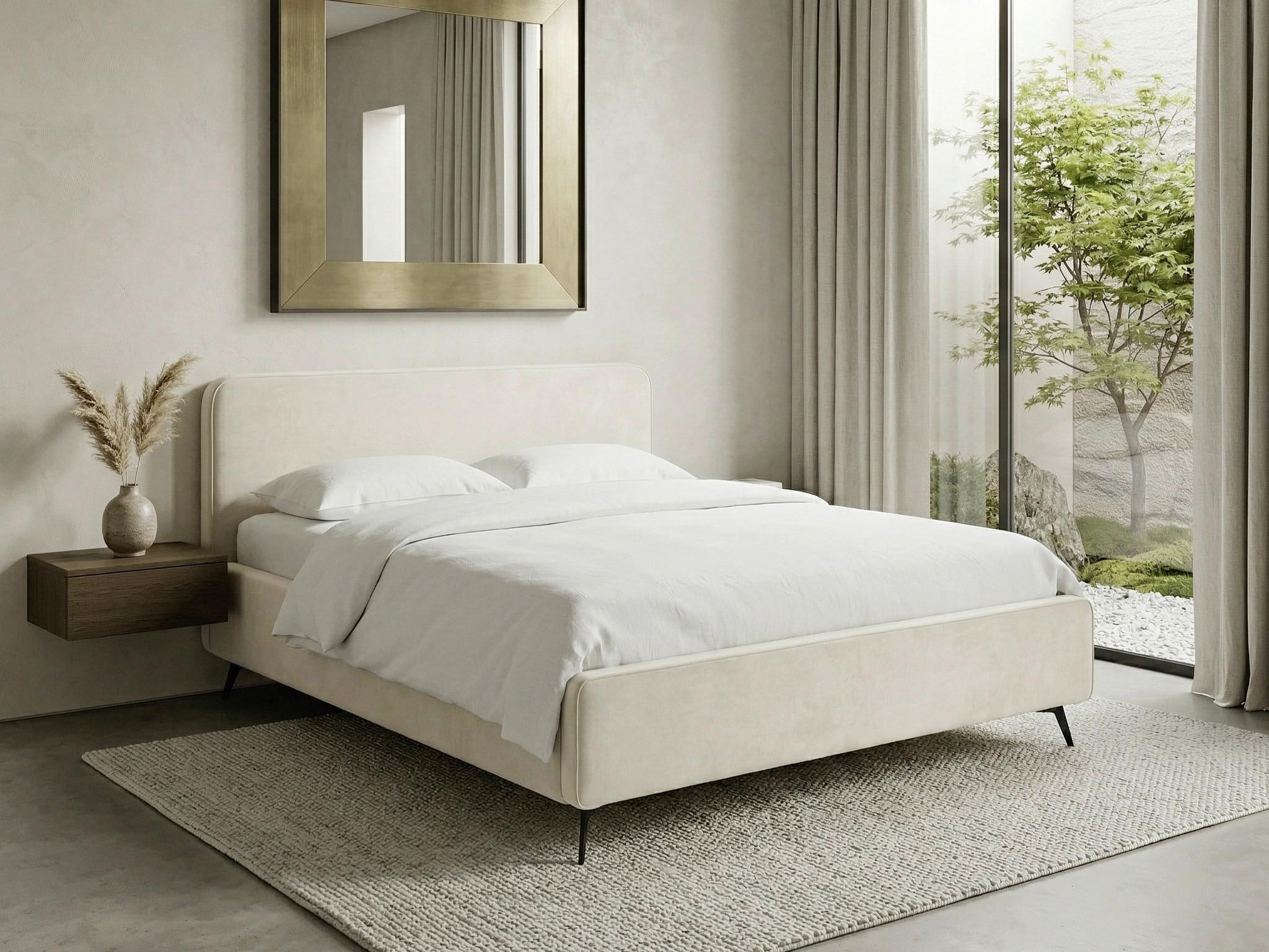 Polsterbett Camila Manila Creme 140x200cm - Creme/Schwarz, MODERN, Holz/Textil (140/200cm) - MID.YOU