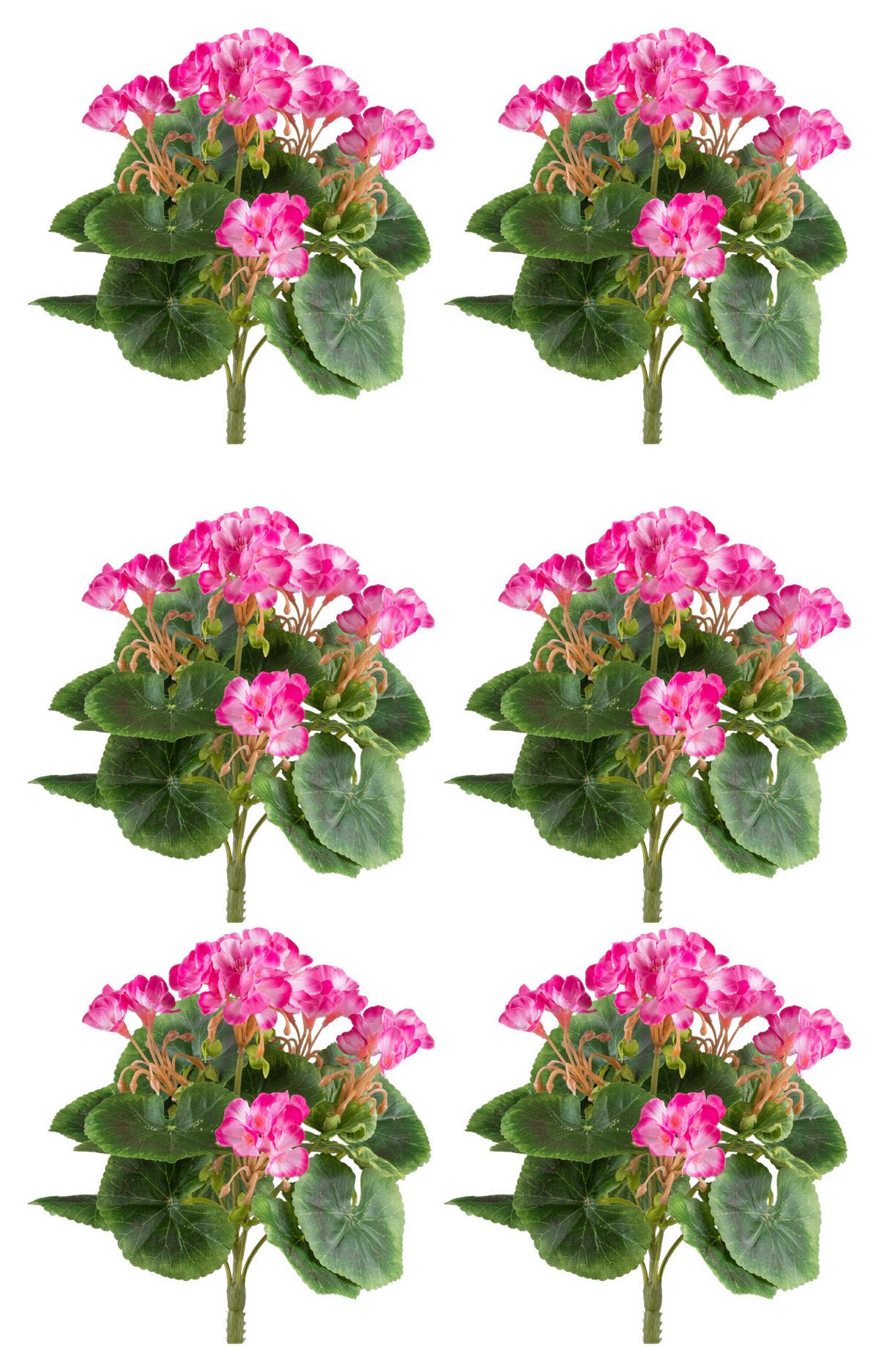 Kunstpflanze Blühpflanzen Pink/Grün, 24 cm - Pink/Grün, Design, Kunststoff (24cm) - P & B
