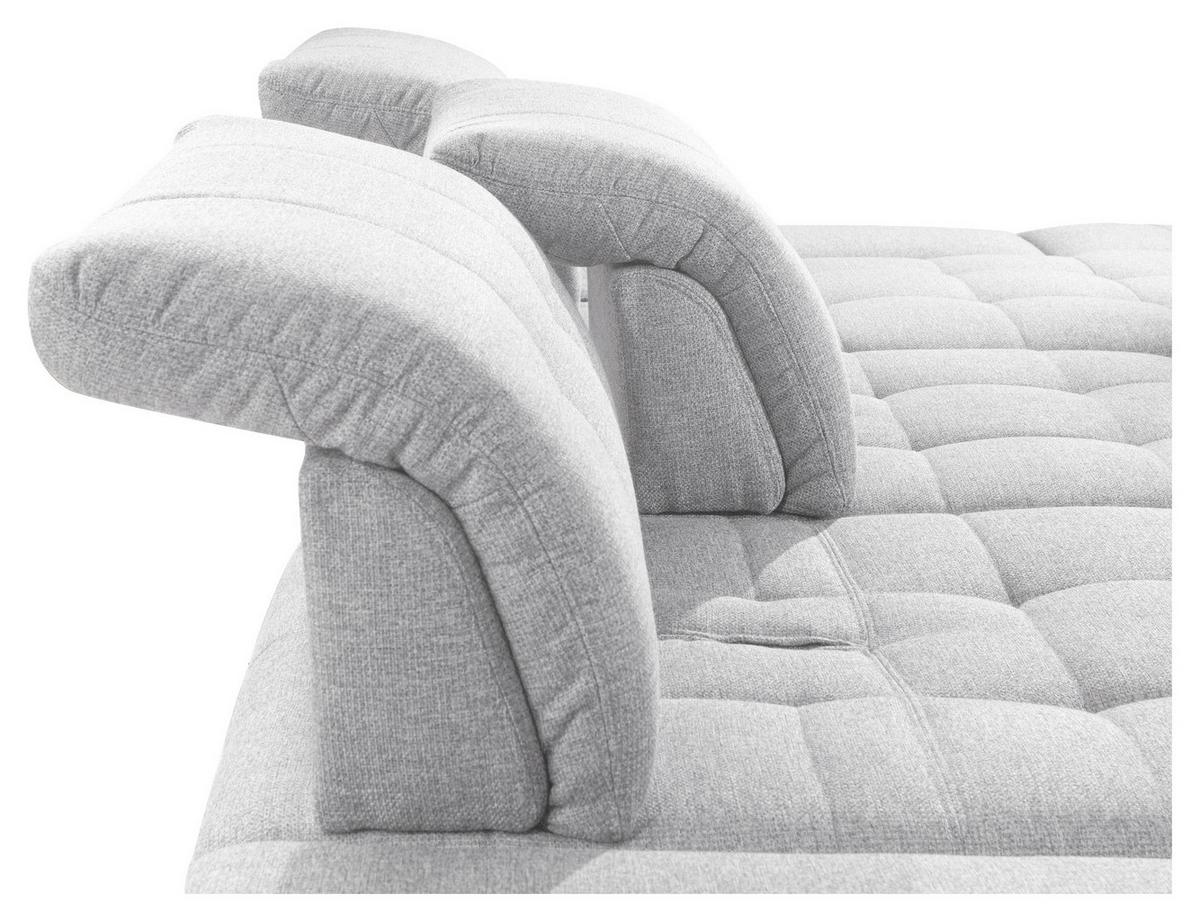 Rohová sedačka SANFINO, pravá, světle šedá,lůžko a úl.prostor - světle šedá/barvy chromu, Konvenční, kov/dřevo (305/199cm) - Premium Living