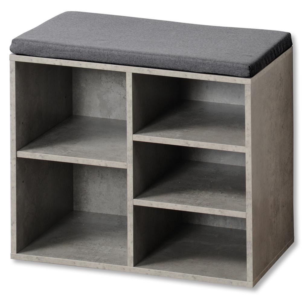 Garderobenbank B: 52 cm Gepolstert 5 Fächer Grau - Grau, Basics, Holzwerkstoff (51,5/29,5/48cm) - Kesper