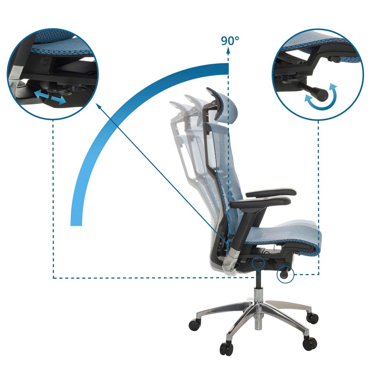 Drehstuhl Dynafit Ii - Blau/Silberfarben, Basics, Kunststoff/Textil (67/119-135/60cm) - MID.YOU