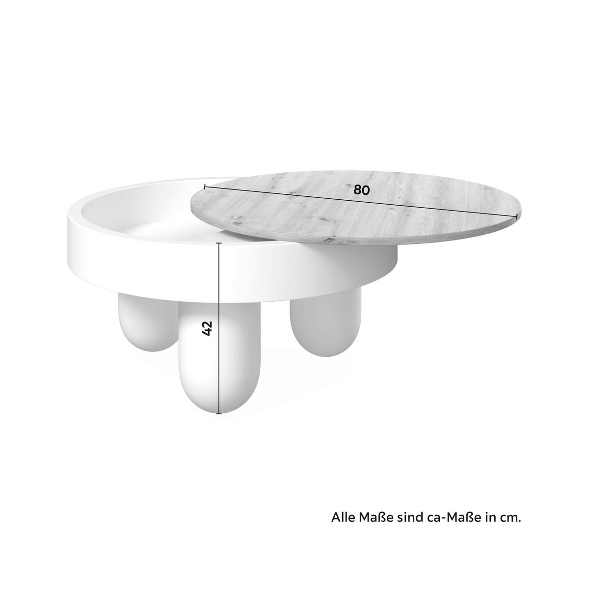 KONFERENČNÝ STOLÍK GABRIELLE - biela/farba duba, Modern, kompozitné drevo (80/42cm) - Bessagi Home