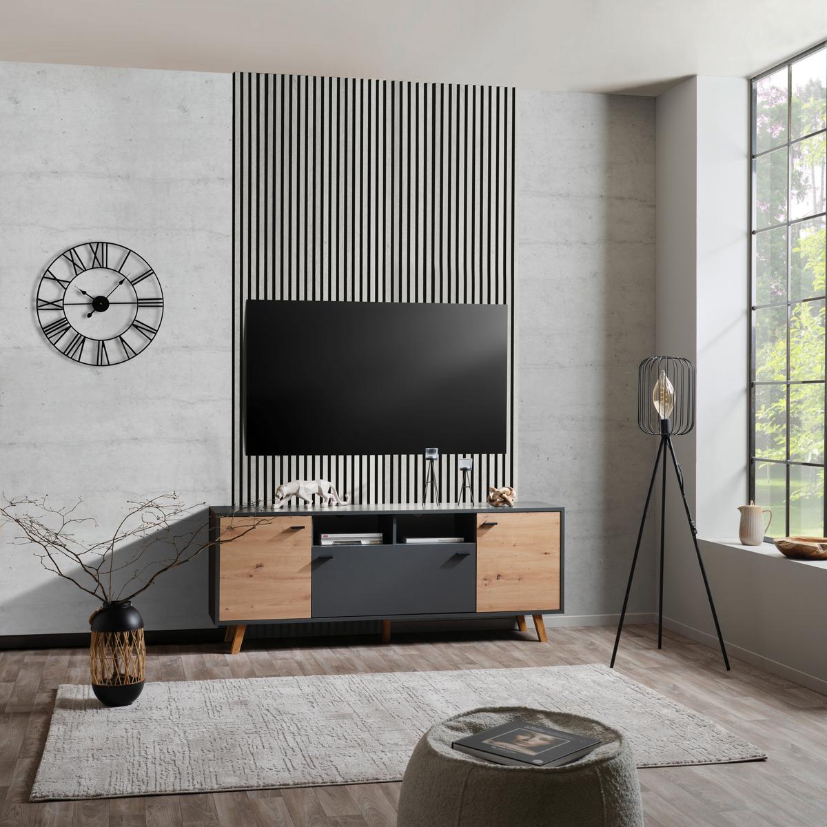 Akustikpaneel Josef - Eichefarben/Weiß, MODERN, Holzwerkstoff/Kunststoff (90/60/2cm)