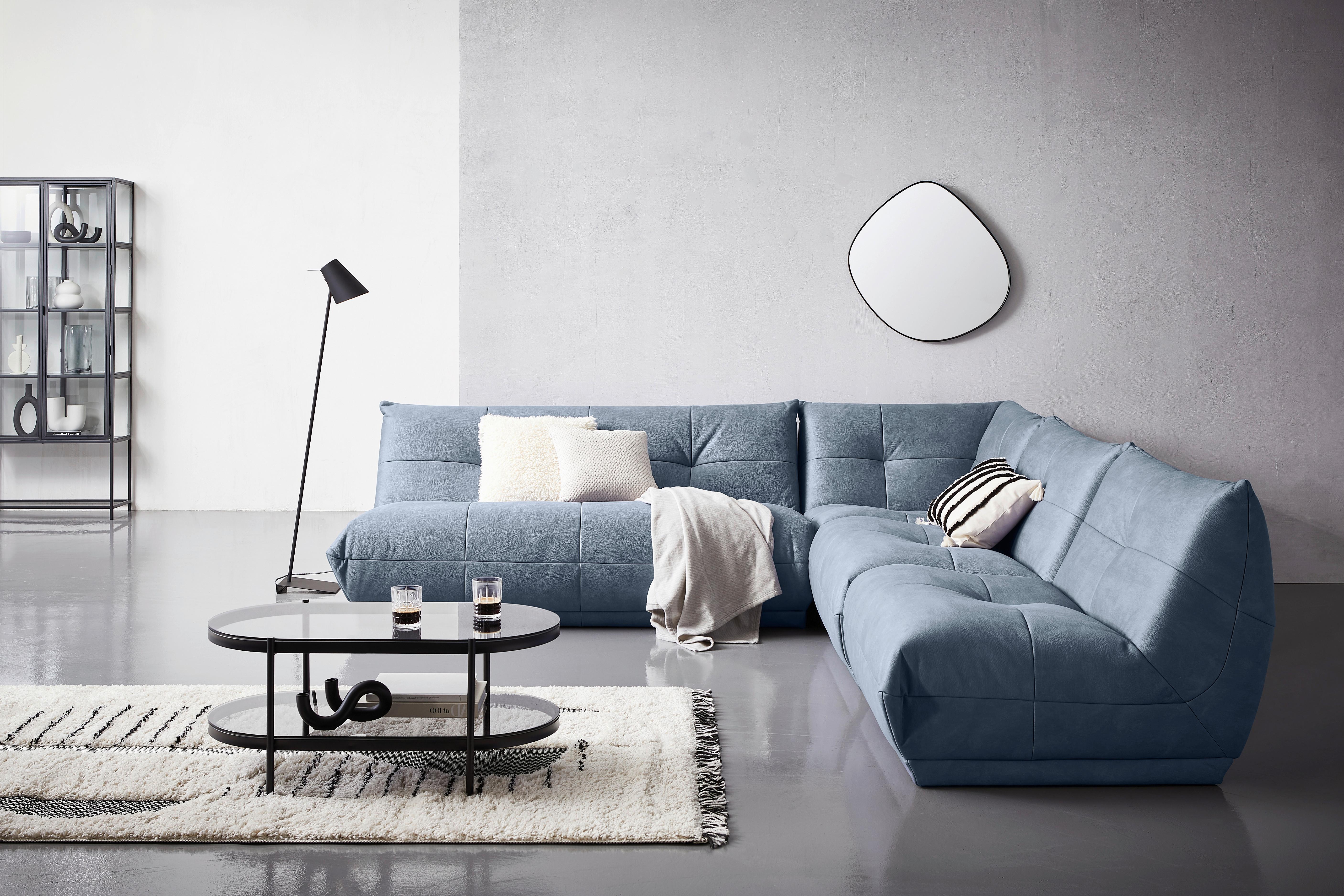 Ecksofa Giselle Blaugrau - Blaugrau, Trend, Textil (285/315cm) - Livetastic