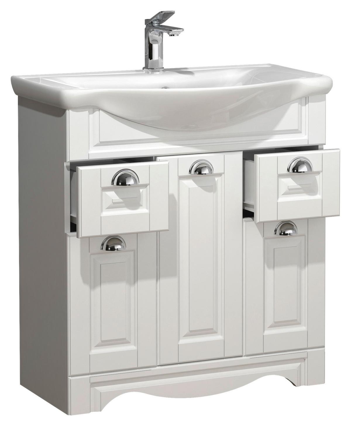 Waschtischkombi Casalo XL - Weiß, MODERN, Keramik/Holzwerkstoff (75cm) - MID.YOU