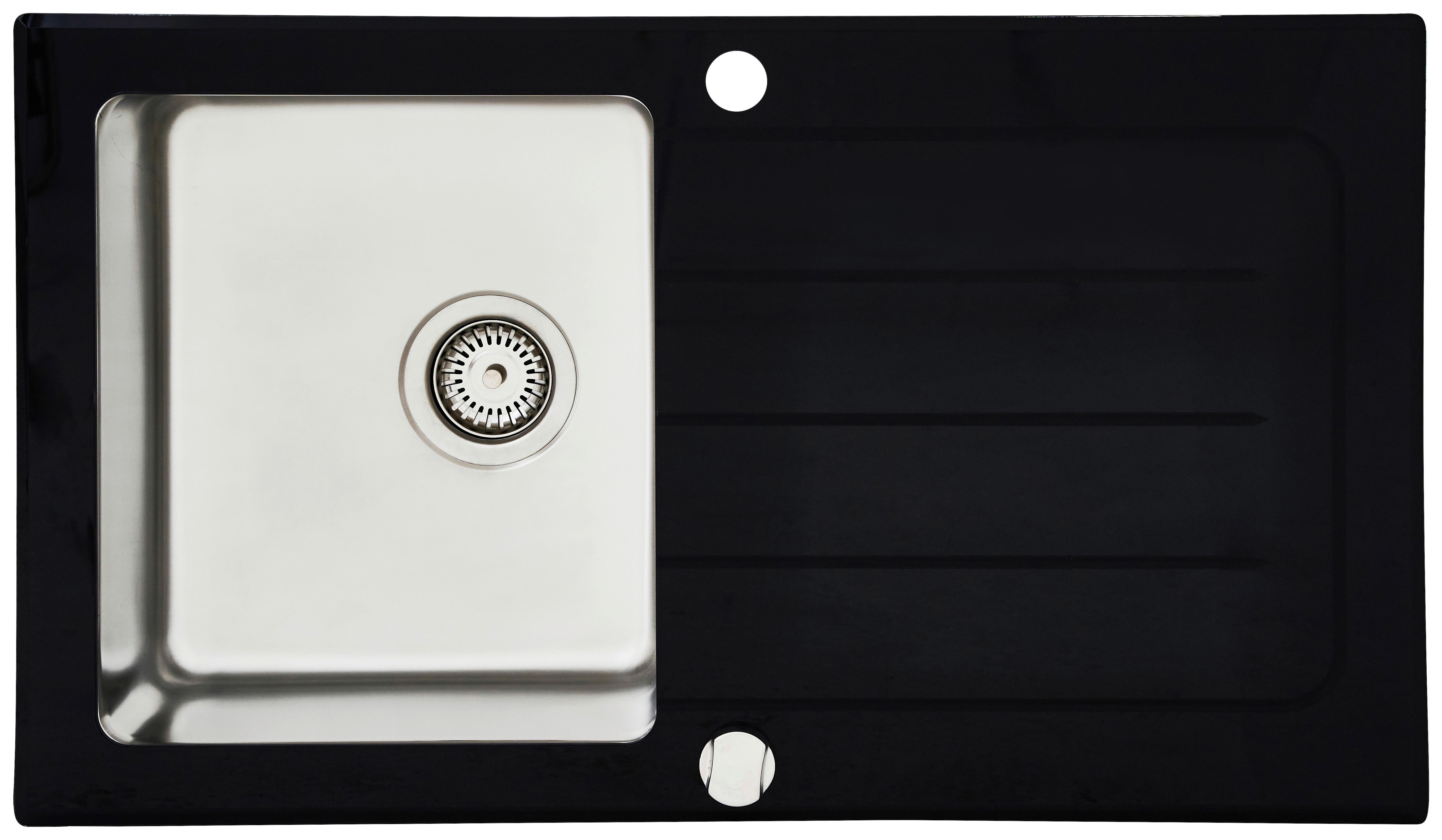 Spüle Respekta Edelstahl Bxt: 86x50 cm - Schwarz, Trend, Glas/Metall (86/21/50cm) - Respekta