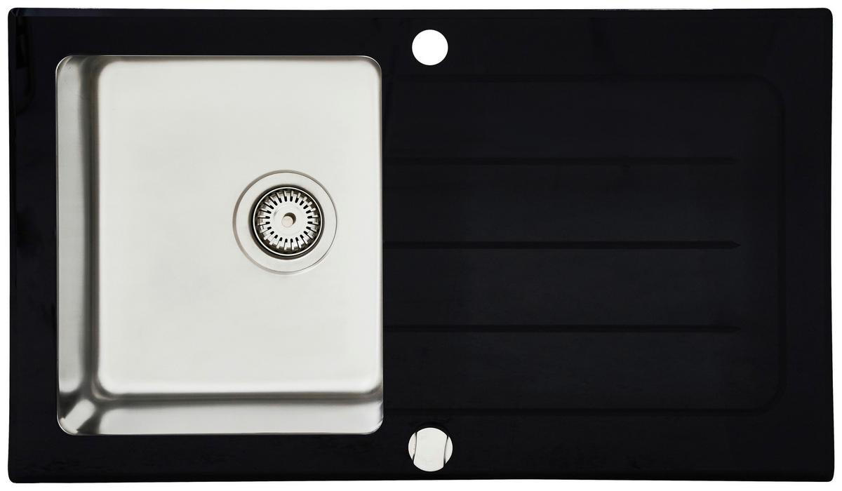 Spüle Respekta Edelstahl Bxt: 86x50 Cm - Schwarz, Trend, Glas/Metall (86/21/50cm) - Respekta