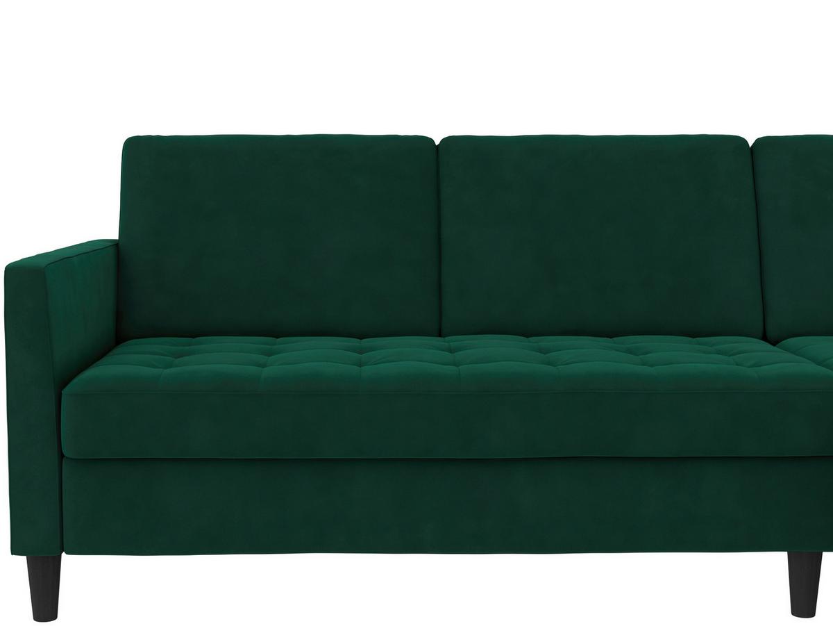 Ecksofa Palermo Dunkelgrün, mit Stauraum - Dunkelgrün/Schwarz, Basics, Textil (213/154cm) - Livetastic