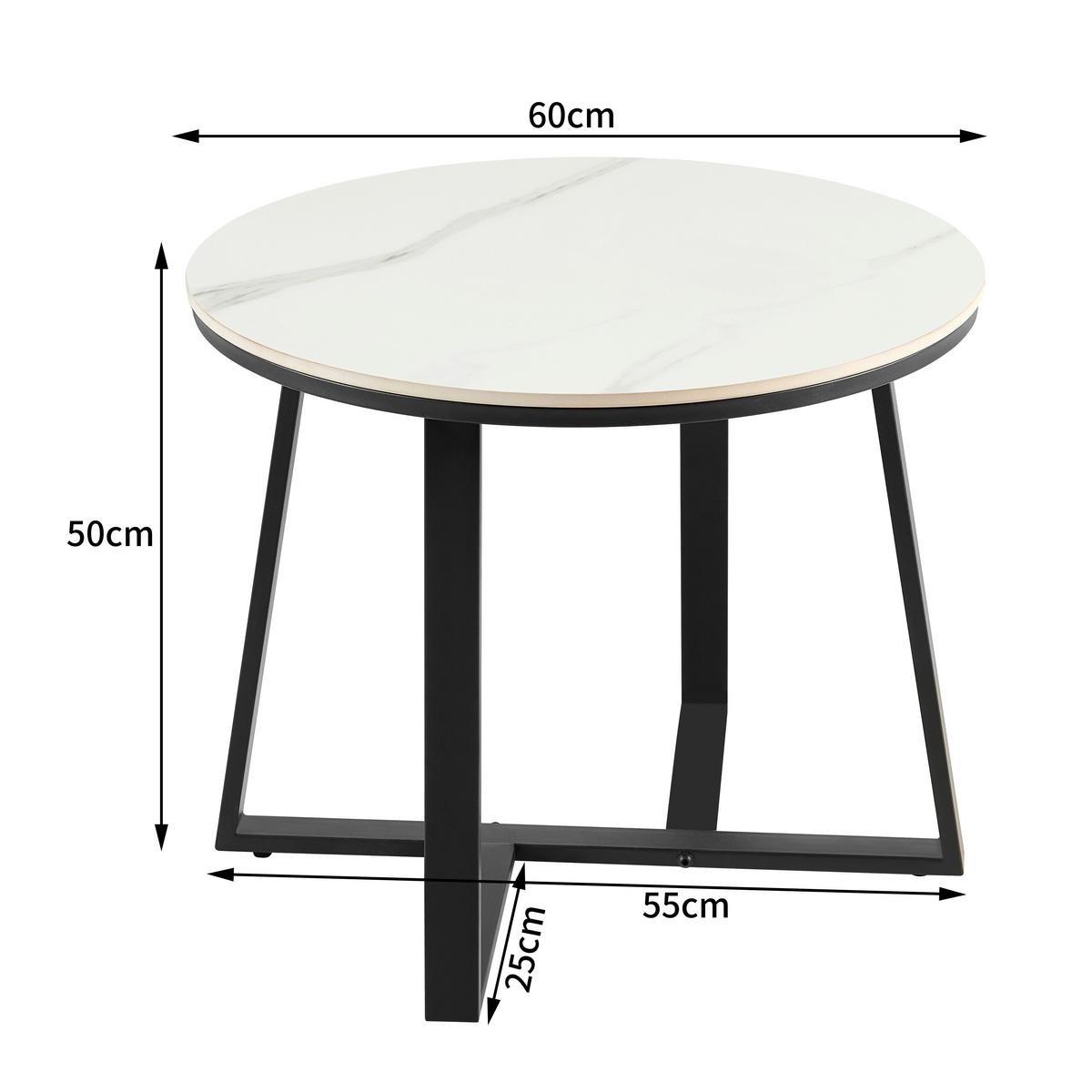 Dohányzóasztal Oliena 1 - fekete/fehér, Modern, fém/kerámia (60/50cm)