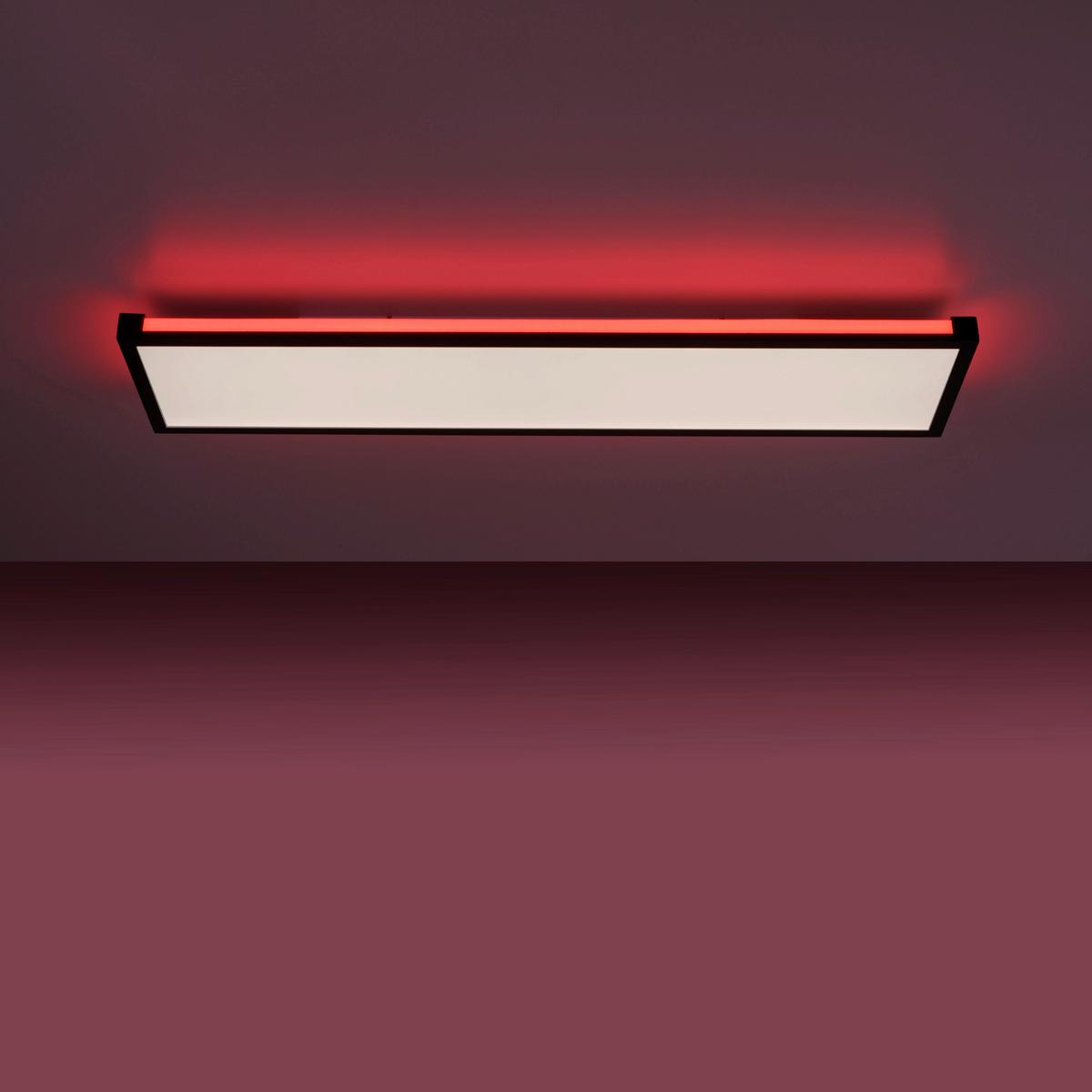 Deckenleuchte Mario L: 100 cm Rechteckig 2-Flammig dimmbar - Schwarz, Design, Kunststoff/Metall (100/25/7,1cm)