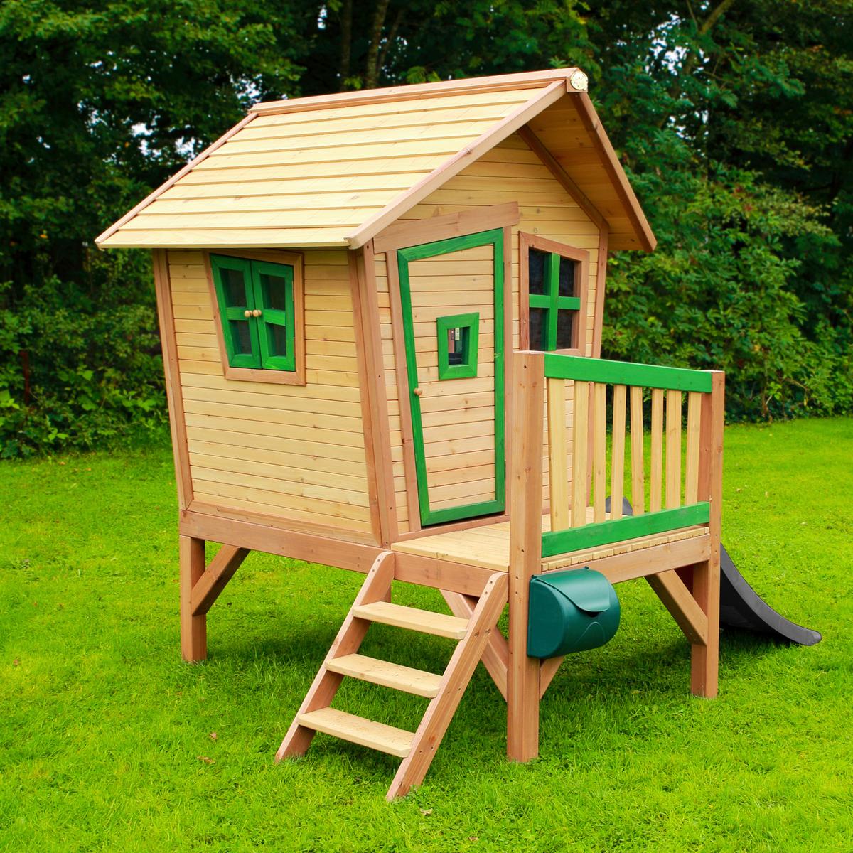 Spielhaus A030.045.80 - Braun/Grau, KONVENTIONELL, Holz/Kunststoff (264/203/177cm) - Ambia Garden