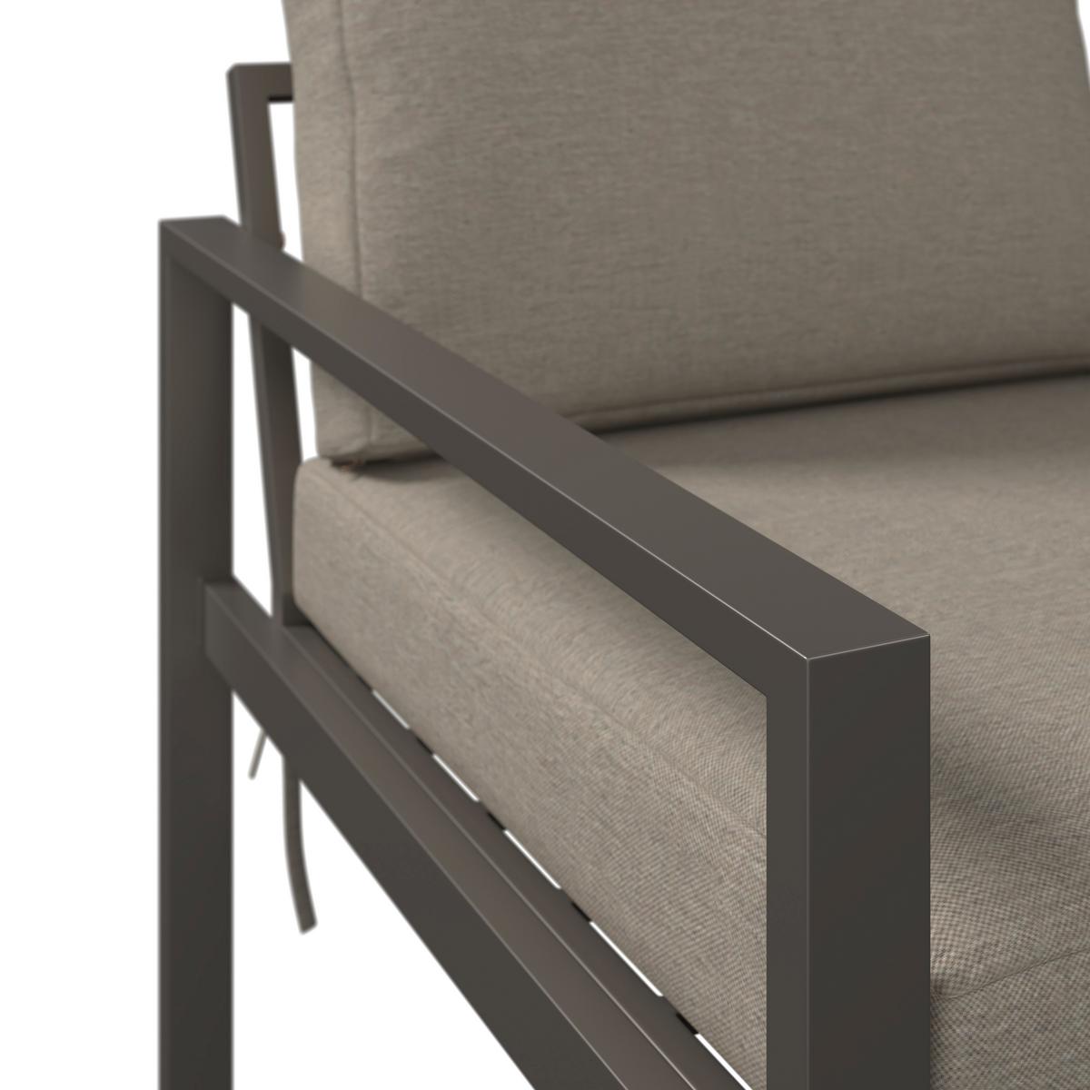 Loungegarnitur Zamora - Graubraun/Beigebraun, MODERN, Textil/Metall (105/35,5/50cm) - Beldano