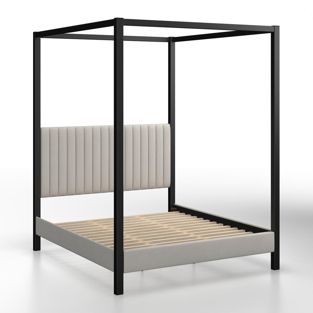 Čalúnená posteľ MONA 180x200, béžová - svetlohnedá/čierna, Modern, kov/drevo (180/200cm) - Bessagi Home