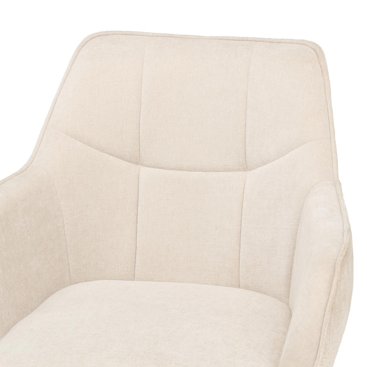 Armlehnstuhl Kaleo Chenille Beige, B: 63 Cm - Beige/Schwarz, KONVENTIONELL, Textil/Metall (63/87/64cm) - MID.YOU